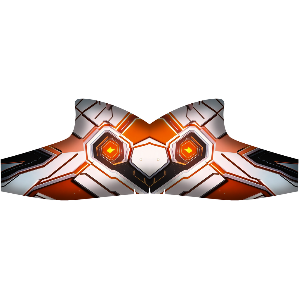 ASIMO skate skin design, orange, white and grey armor pattern