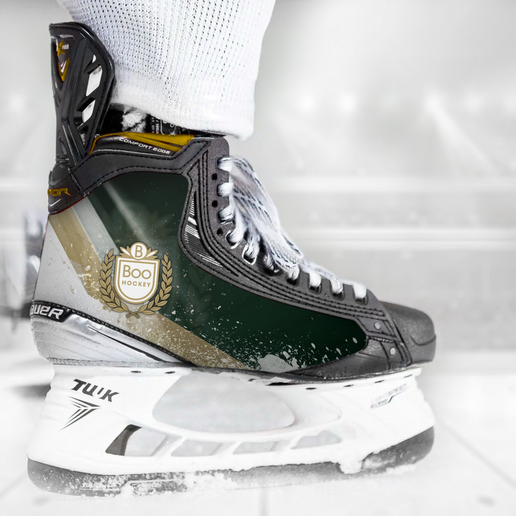 Boo Hockey skate skin on a Bauer hockey skate