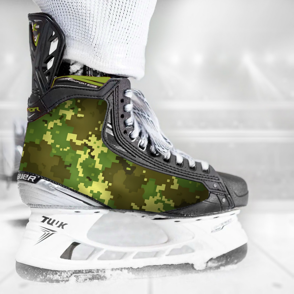 Camo skate skin on a Bauer hockey skate