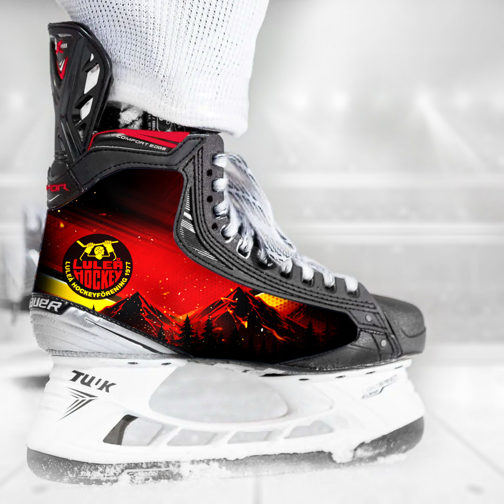Luleå Hockey skate skin on a Bauer hockey skate