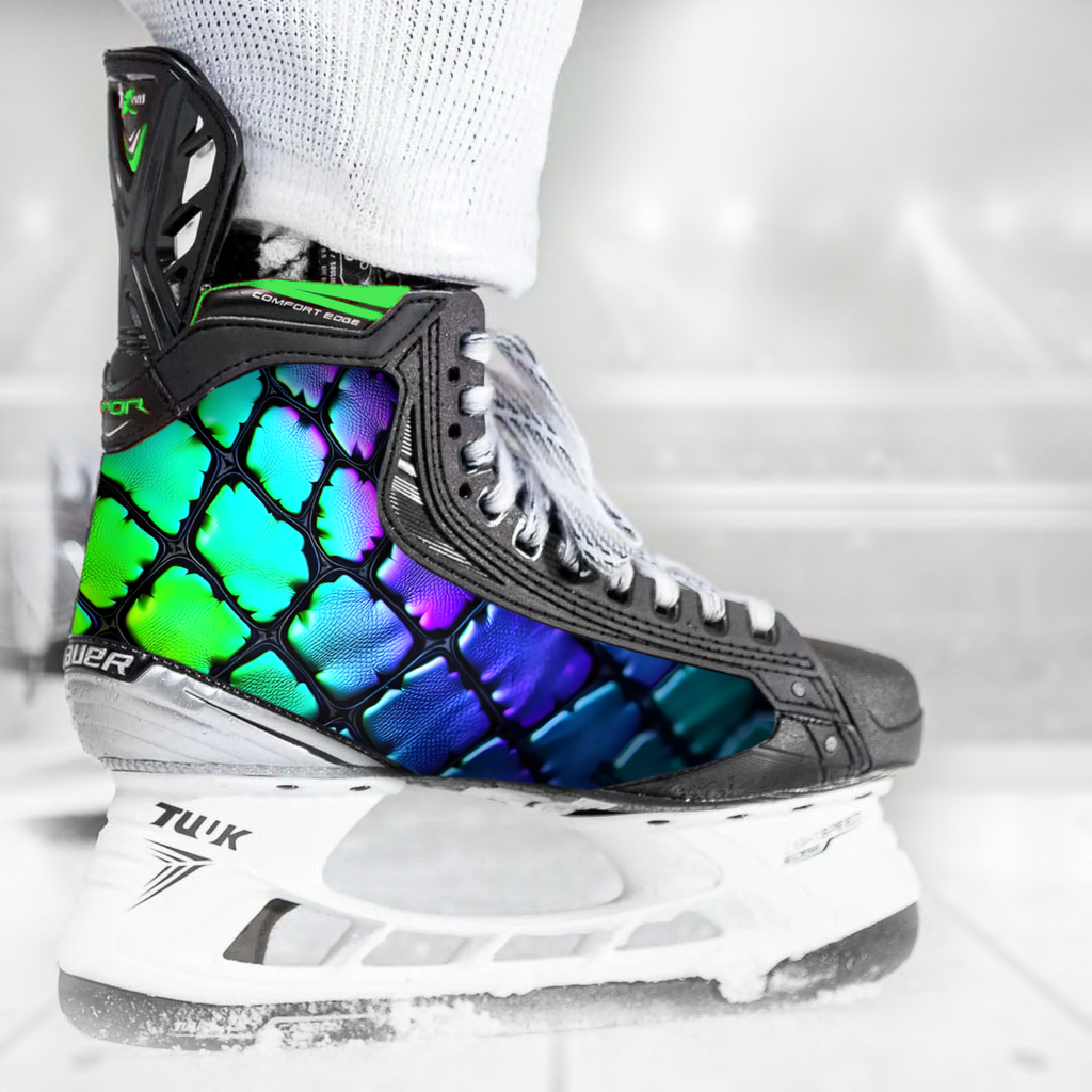 Snake skate skin on a Bauer hockey skate
