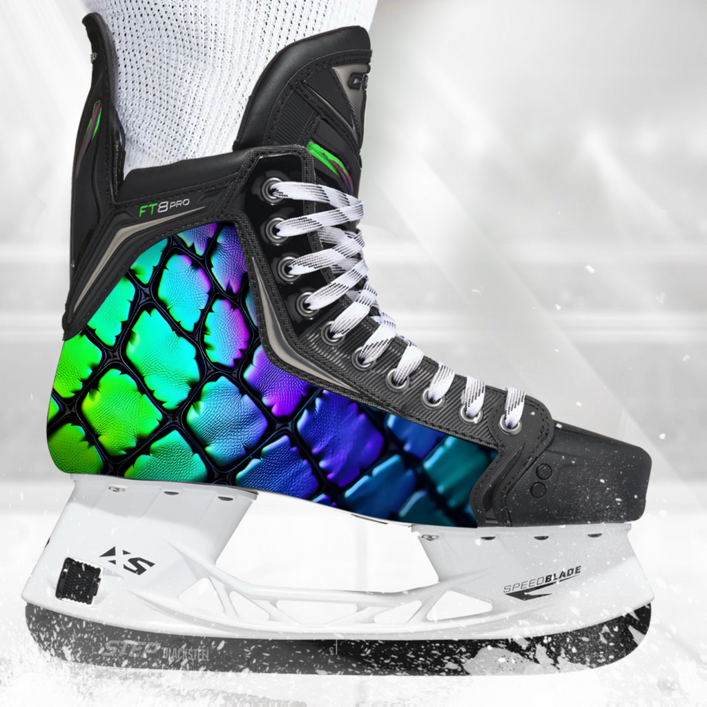 Snake skate skin on a CCM hockey skate