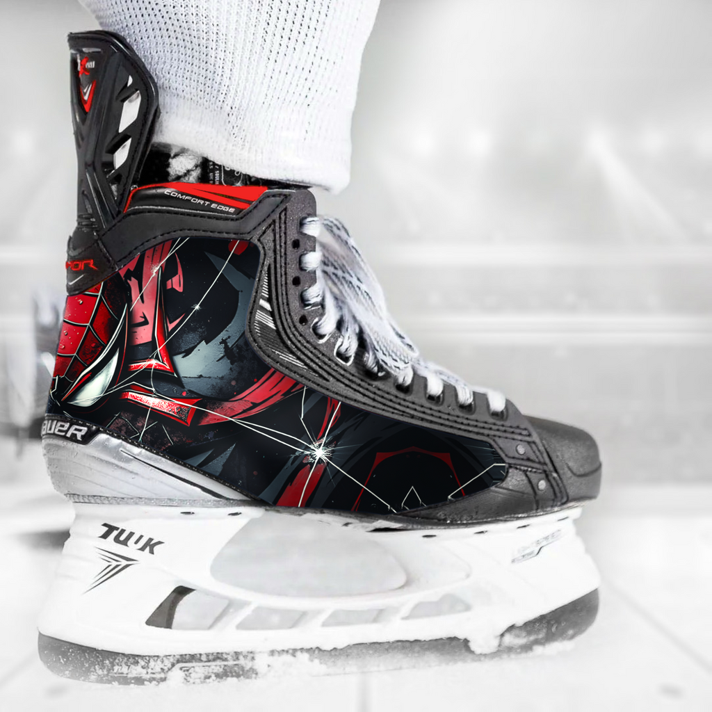 Spider skate skin on a Bauer hockey skate