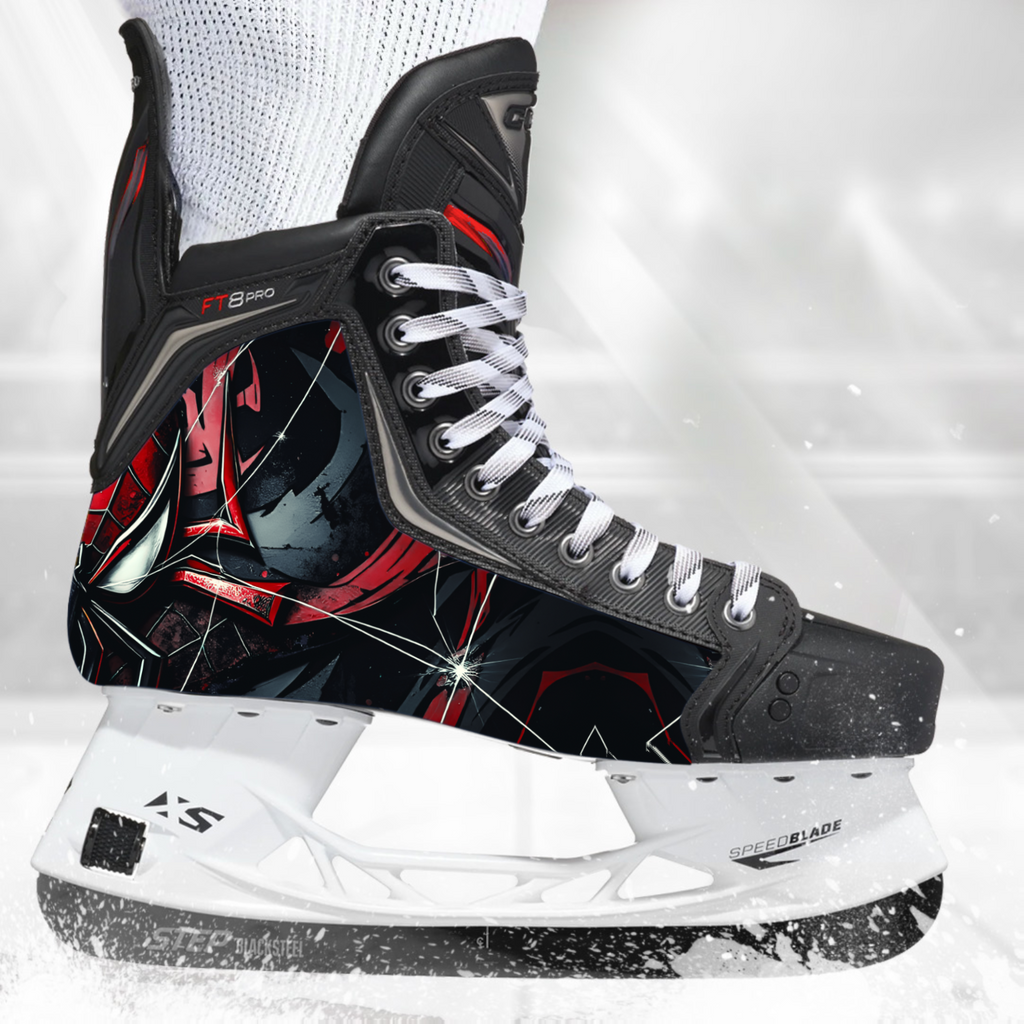 Spider skate skin on a CCM hockey skate