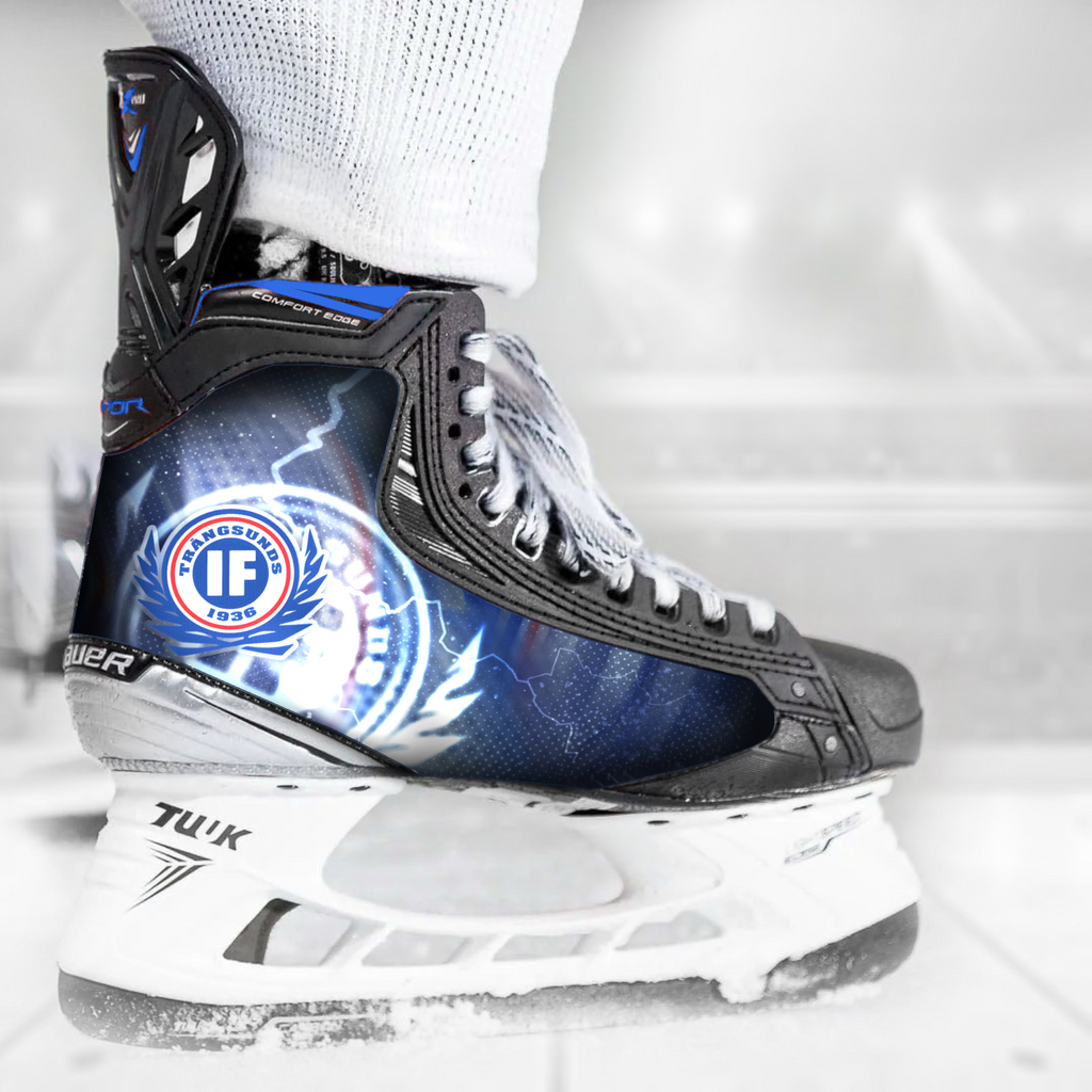 Trångsunds IF skate skin on a Bauer hockey skate