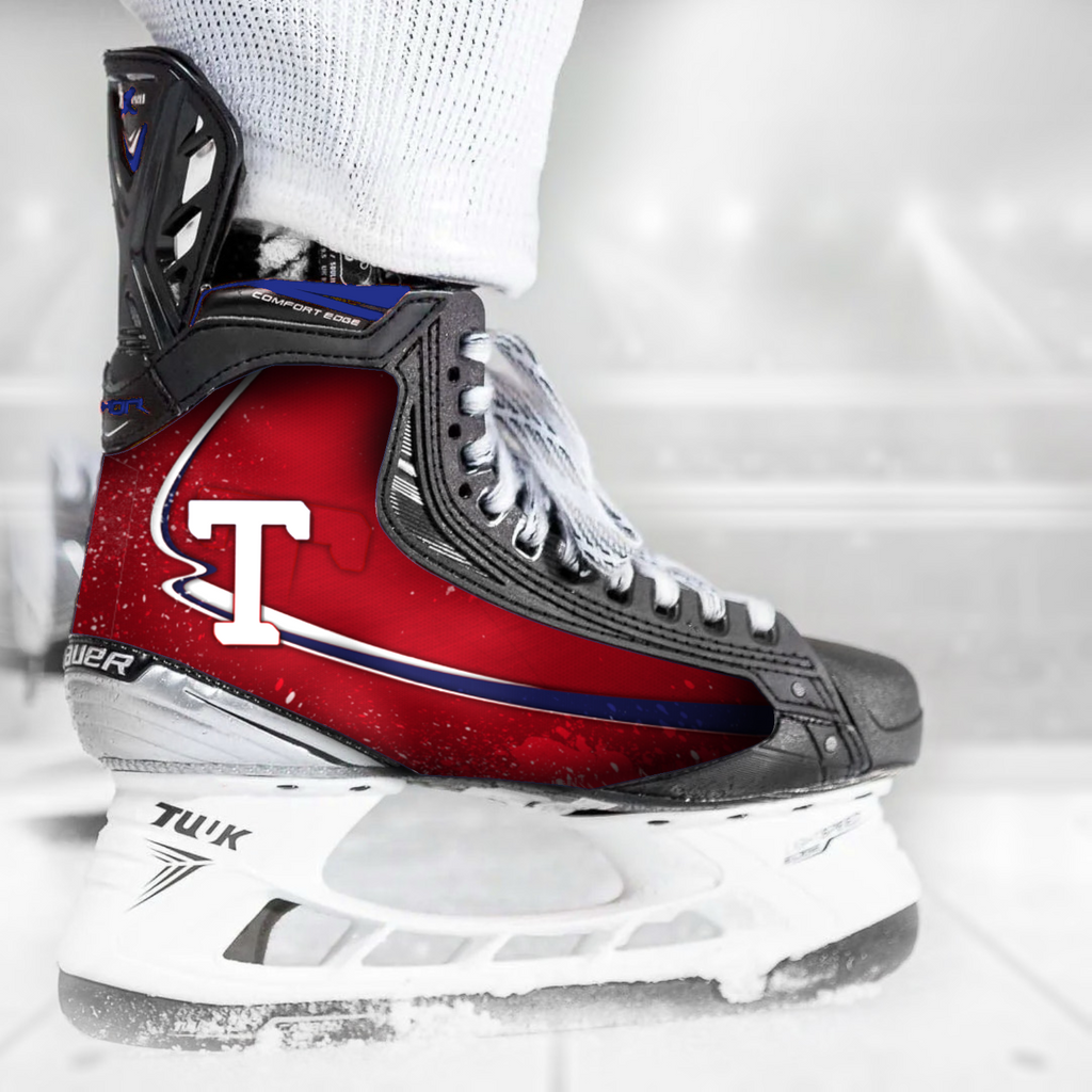 Tumba IFK skate skin on a Bauer hockey skate